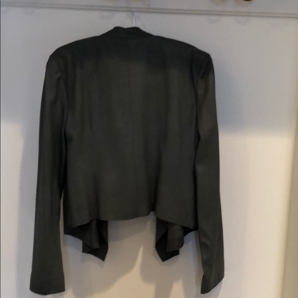 Draped-Front Gray Leather Jacket - image 2